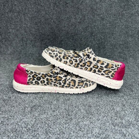 Hey Dude Wendy Slip On Shoes Girl's 1 Cheetah Print Pink Comfort Casual Sneakers - Picture 7 of 11